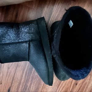 Girls black sparkle boots size 2